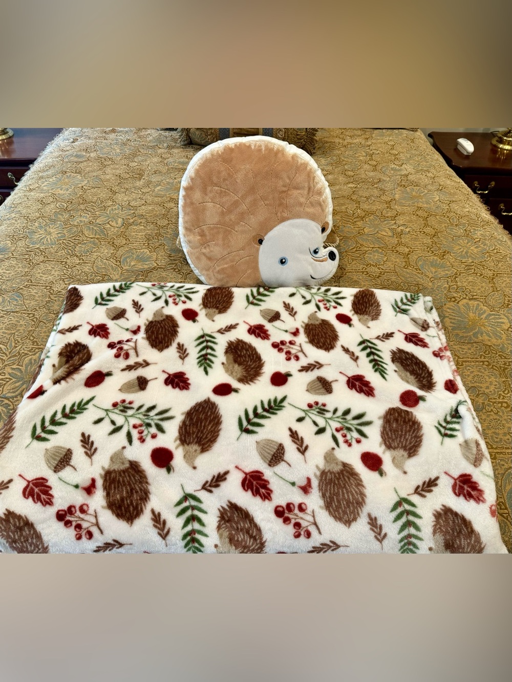 Hedgehog Plush Throw Blanket and Matching Pillow